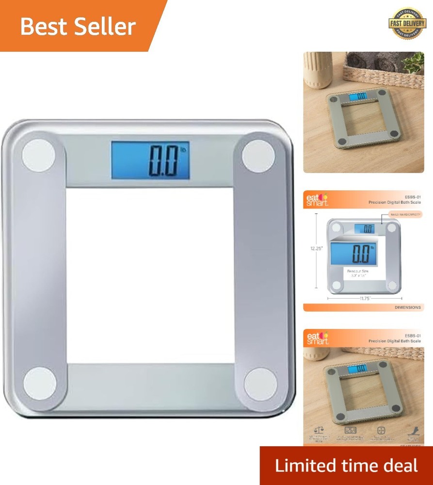 Digital Bathroom Scale with Lighted Display – 0.2 lb Accuracy, 400 lbs