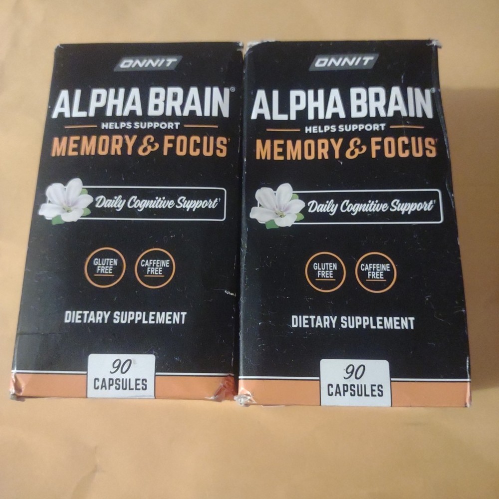 ALPHA BRAIN”2″GIANT BOTTLES Memory Focus Daily Cognitive Support (90 Capsules-X2