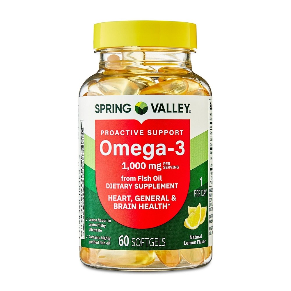Spring Valley Proactive Support Omega-3 Fish Oil Dietary Supplement Softgels