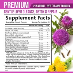 Liver Cleanse & Detox Support Supplement 1166mg with 22 herbs + Milk Thistle