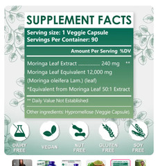 Moringa Capsules support good sleep, enhance energy and joint health 12000 mg