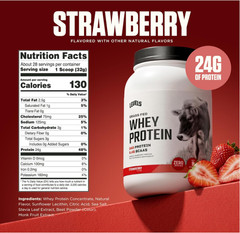 Levels Grass-Fed Whey Protein Powder, Strawberry, 2 lb, 24g Protein
