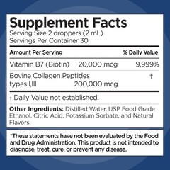 Liquid Collagen & Biotin Drops 2oz | Hair Skin Nail Support | Vanilla Flavor