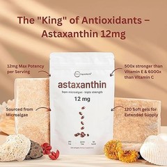 3 package Micro Ingredients Astaxanthin 12mg, 120 Softgels, Dietary Supplemen…
