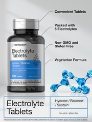 Electrolyte Tablets | 200 Count | Vegetarian, Non-GMO | by Horbaach