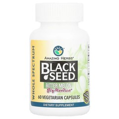 2 X Amazing Herbs, Black Seed, Bitter Melon, 60 Vegetarian Capsules