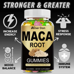 Maca Root Gummies 200mg, Peruvian Maca Extract for Men & Women 60 Gummies