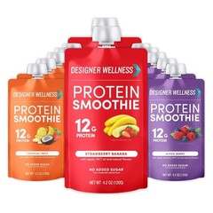 Designer Wellness Protein Smoothie Variety Pack – 12g Protein, Low Carb, 12 coun