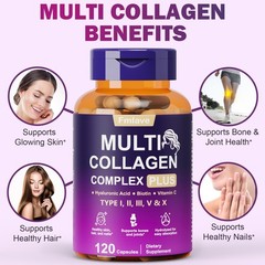 Multi-Collagen Peptides Complex With Biotin, Vitamin C & Hyaluronic Acid, 120pcs