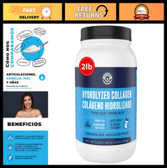 Hydrolyzed Collagen Powder 2lb for Men & Women – Type I & III Peptides – Grass-F