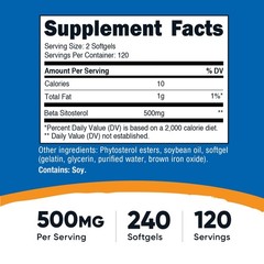 Nutricost Beta Sitosterol 240 Softgels, 500mg – GMO and Gluten Free, 120 Serving