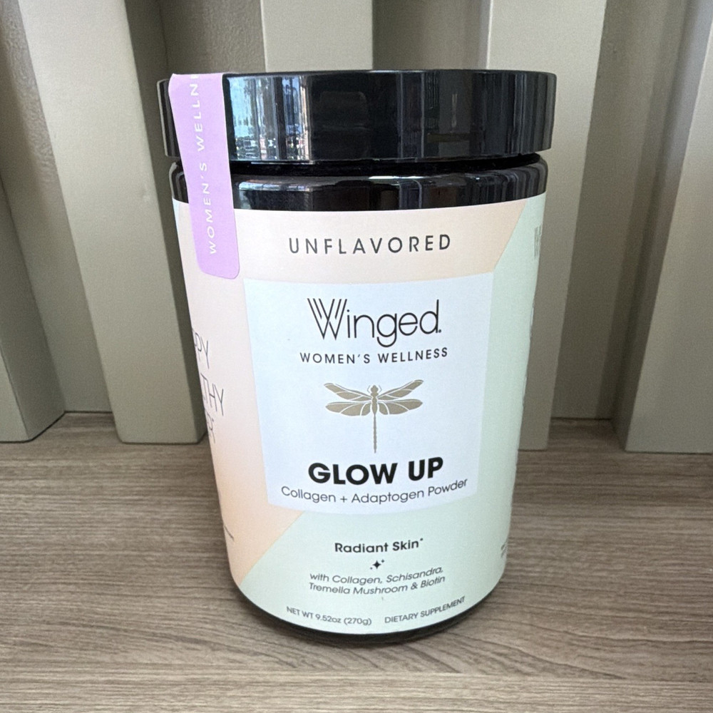 Winged Women’s Wellness Glow Up Collagen + Adaptogen Powder Unflavored 9.52 oz