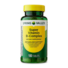 Spring Valley Super Vitamin B-Complex Tablets Dietary Supplement, 100 Count