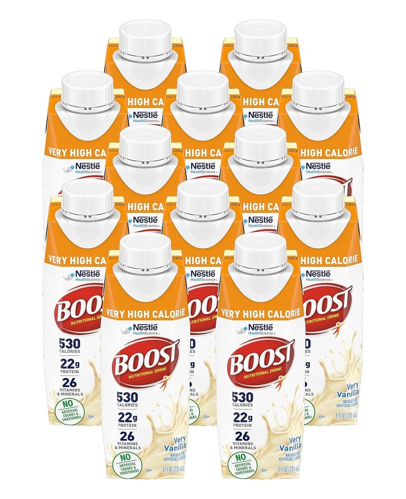 12 Pack Boost High Calorie Nutritional Drink, Very Vanilla, 8 FL OZ
