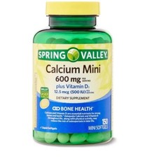 Spring Valley Calcium Plus Vitamin D3 Supplement 150 Mini Softgels