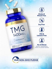 TMG Supplement 1400mg | 200 Caplets | Trimethylglycine | Non-GMO | by Carlyle