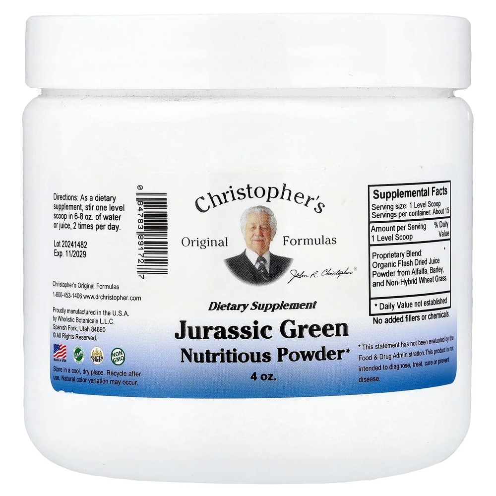 2 X Christopher’s Original Formulas, Jurassic Green Nutritious Powder, 4 oz