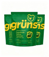 Gruns Adults Super Greens Gummies, Multivitamin Superfood Gummy Bears