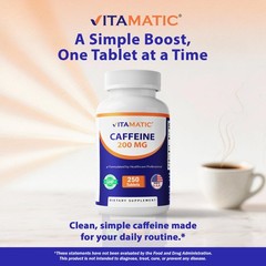 Vitamatic Caffeine Pills 200mg per Serving, 250 250 Count (Pack of 1)