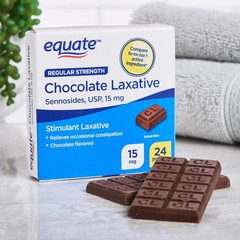 3 Pack Equate Regular Strength Laxative USP, 15 mg (Total 72) Chocolate Pieces