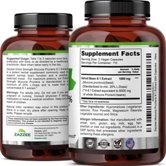 Zazzee Extra Strength Mucuna Pruriens 81 Extract, Minimum 20% LDopa, 1000 mg