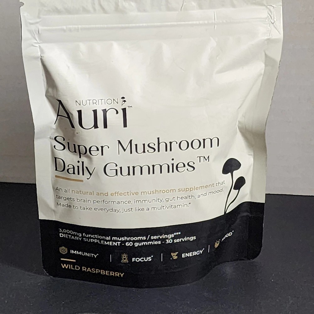 Auri Nutrition Super Mushroom Daily Gummies 12 Mushroom Blend 60ct Exp 08/2027