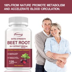 Beet Root 20:1 Extract 8000mg Capsules- Brain, Heart & Blood Pressure Support
