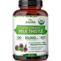 USDA Organic Milk Thistle 50:1 Extract, 80% Silymarin Flavonoids, 120 Capsules