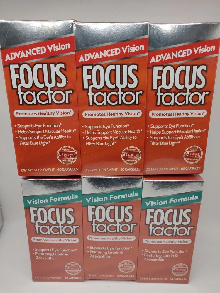 Vision Formula & Advanced Focus Factor Supplements Lot of 360 Capsules 05/2025