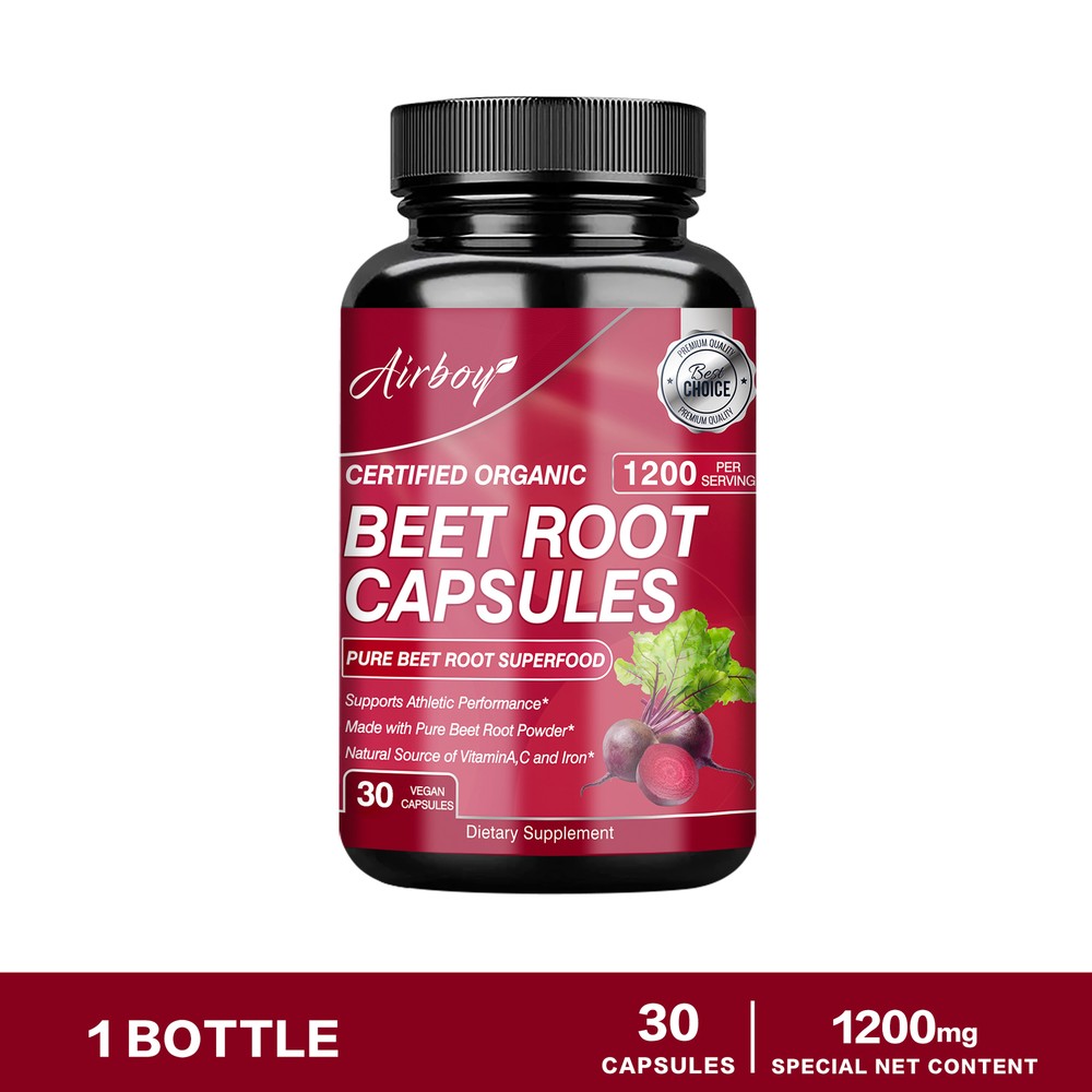 Organic Beet Root Capsules 1200mg – Heart Health, Improves Cognitive Function