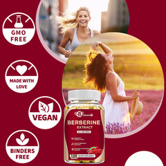 4 Packs Berberine 1200mg High Absorption For Blood Sugar Immune 3 Months Supply