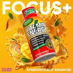 Vitamin Energy Focus+ Extra Strength Energy Shot Mango 24 Pack,260mg Natural Caf