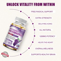 （5 Pack） Resveratrol – Brain Support, Mental Focus, Heart Health, Immune Support