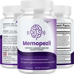 Memopezil Brain Memory Support Supplement Capsules Nootropic 1 Pack 60Ct