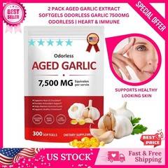 Odorless Garlic 7500Mg per Servings, 300 Softgels | 2 Years Aged Garlic Extra…