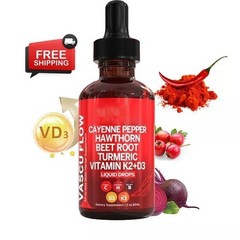 3PACK Nutra Vascu Flow Cayenne Pepper Liquid Drops Hawthorn Root Vitamin – 60ML+