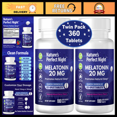 Melatonin 20mg Quick Dissolve Tablets – 180 Count, Sugar Free, Vegan, Gluten Fre