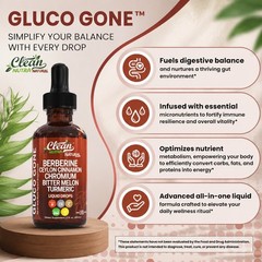 Clean Nutra Gluco Gone Liquid, Berry Cinnamon Flavor Easy Mix Daily Wellness