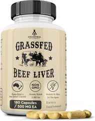 Ancestral Supplements Grass Fed Beef Liver, Energy & Wellness Support, 180ct