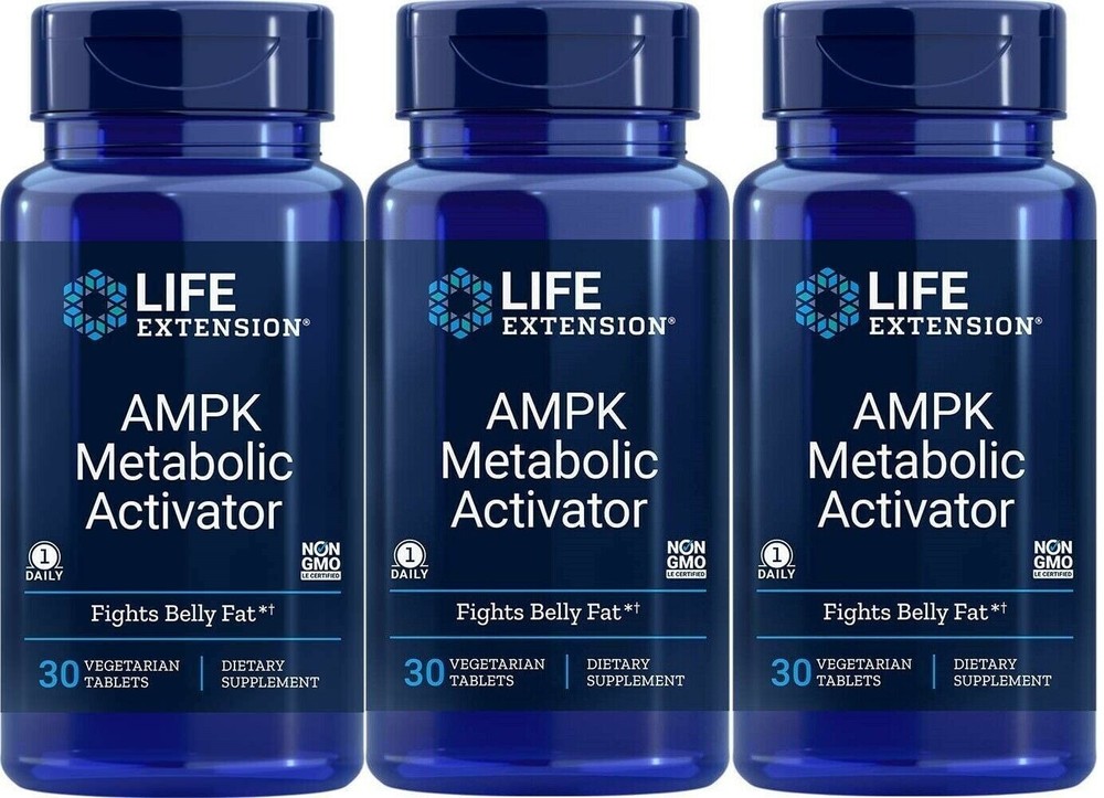 Life Extension AMPK Metabolic Activator 30 Vegetarian Tablets x 3-PACK