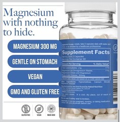 3x SEALED Naked Nutrition Magnesium 300mg Dietary Supplement 120 Capsule BB 9/27