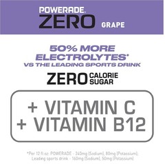 POWERADE Electrolyte Enhanced Zero Sugar Grape Sports Drink, 20 Ounce (Pack of 8