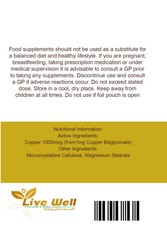 Copper Bisglycinate 1mg – 300 Tablets 1,000mcg Mineral Supplement Immune Support