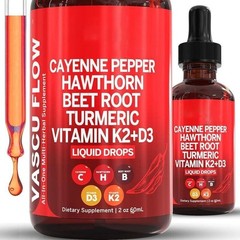 3PACK Nutra Vascu Flow Cayenne Pepper Liquid Drops Hawthorn Root Vitamin – 60ML+