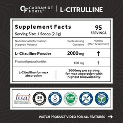 Carbamide Forte L Citrulline PowderPre Workout Supplement For Men & Women 2000mg