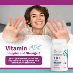 ADK Vitamin Supplement w/ Vitamins A, D3, K2 as MK7 for Bone Heart Immune Health