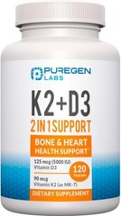 Puregen Labs K2+D3 2 In 1 Complex Bone and Heart Health Support