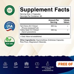 Tart Cherry 20X Extract with Celery Seed 10X 180 Count (Pack of 1)