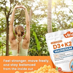 VEV Vitamin D3 K2 10000 IU Magnesium Supplement with Vitamin D and K, for Energy