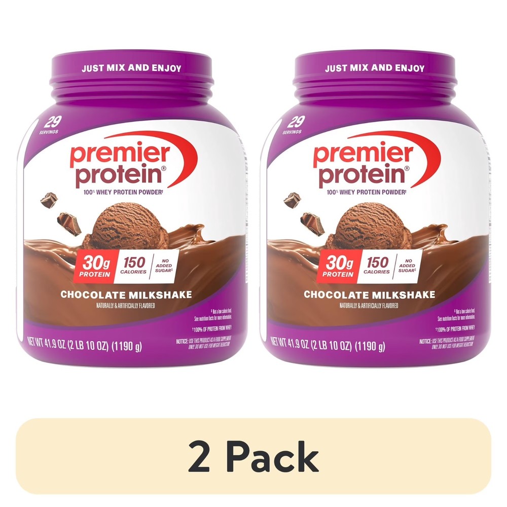 (2 pack) Premier Protein 100% Whey Protein Powder, Chocolate Milkshake, 30g Prot